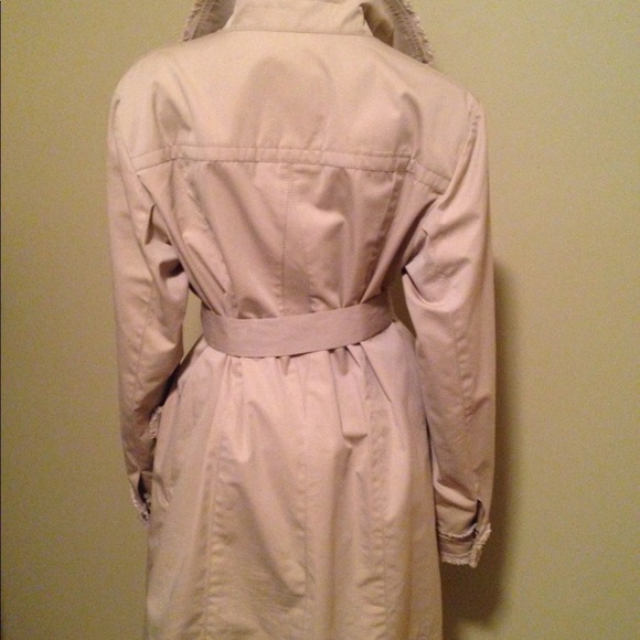 $$SOLD$$ CHANEL Beige Tweed Trim Trench Coat sz46 - Picture 7 of 8